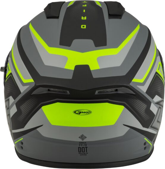 GMAX FF-18 Drift Full Face Helmet Matte Grey/Hi-Vis Small - Image 2
