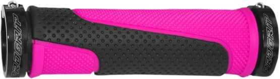 Fluorescent Pink & Black 997 Lock-On Open End Locking ATV Grips w/ End Plugs - Image 2