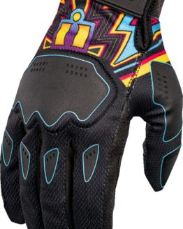 ICON Hooligan Lucky Lid Gloves Men's Medium Blue Yellow Black