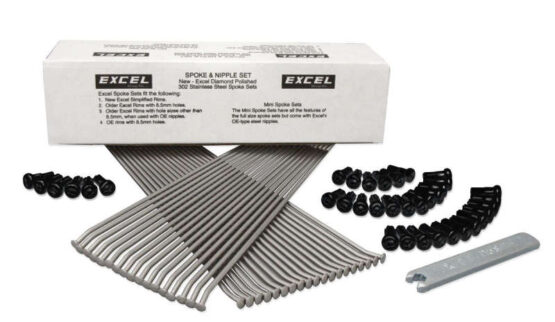 Excel Rear Spoke Kit Black Nipples 8 Gauge 36pcs with Wrench