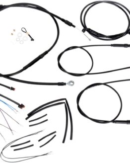 Extended Black Control Cable Kit For Dynas - 12" tall bars (non-ABS)