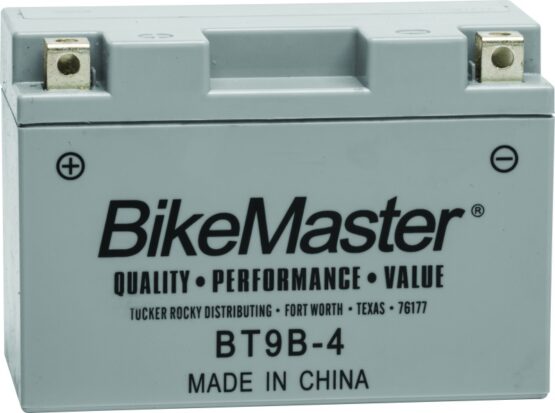 BikeMaster AGM Maintenance Free Battery 12V 9Ah 100CCA Replaces YT9B-4