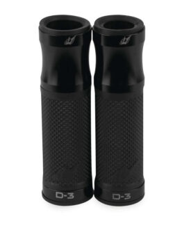 D3 Motorcycle Grips - Black w/ Black Metal Trim, 7/8" bars w/ Twist Throttle