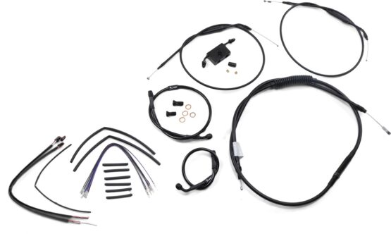 Extended Black Control Cable Kit For 12" T-Bar Handlebars