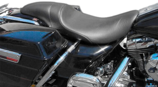 Danny Gray Shorthop 2-Up XL Seat Black Leather/Vinyl Fits 97-07 Harley FLHR