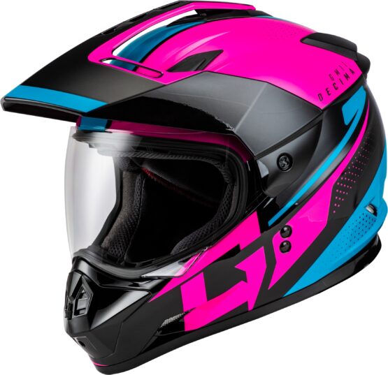 GMAX GM-11 Decima Helmet Black/Pink/Blue XL Women's Dual Sport