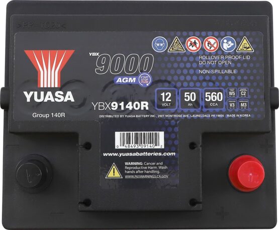 YBX9000 YBX9140R AGM Battery - 560 CCA, 50 Ah, Replaces # 26012-7501, 26012-1377 - Image 2