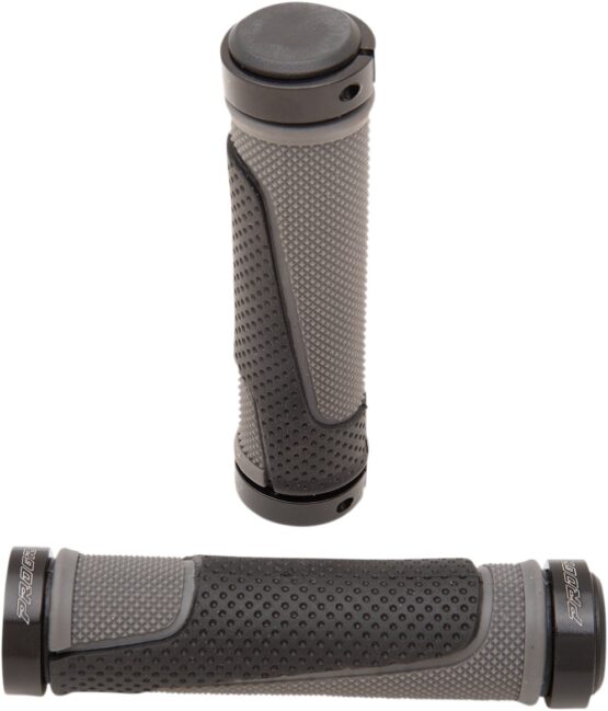 Gray & Black 997 Lock-On Open End Locking ATV Grips w/ End Plugs
