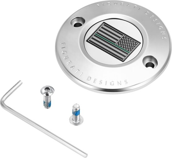 Figurati Designs Timing Cover 2 Hole Green Line Flag Stainless Steel For Harley-Davidson