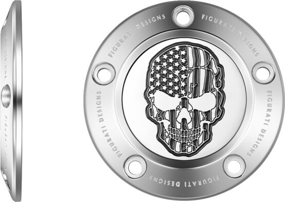 Figurati Designs 5-Hole Skull Timing Cover Contrast Cut Stainless For Harley - Image 2