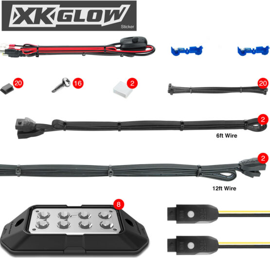 XKGLOW XKchrome 8pc RGB Rock Light Kit w/ Bluetooth App Control - Image 2
