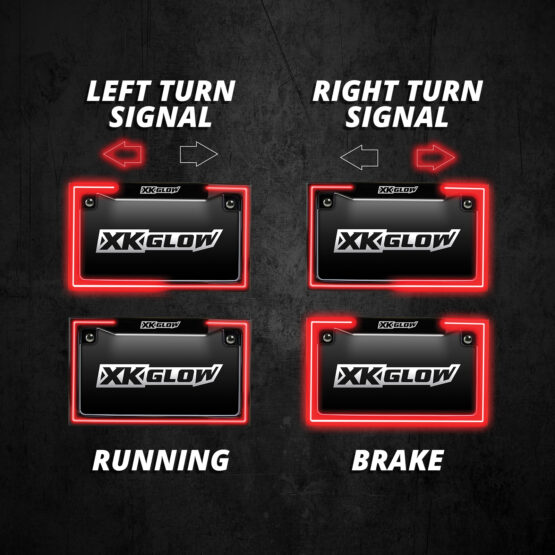 XK Glow Motorcycle License Plate Frame Light w/ Turn Signal - Black - Image 2