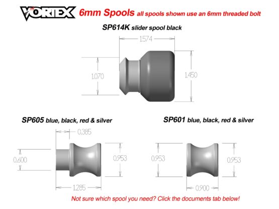 Vortex Stepped Swingarm Spools 6mm - Black - Image 2