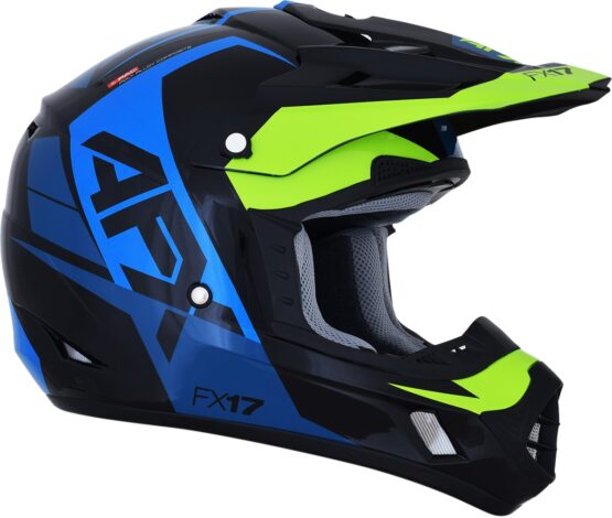 FX-17 Full Face Offroad Helmet Black/Blue/Green X-Large - Image 3