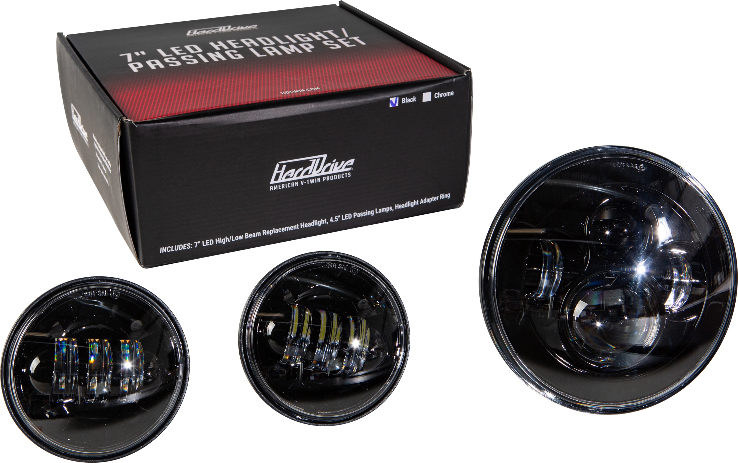 HardDrive LED Headlight and Passing Lamp Set Black - Image 3