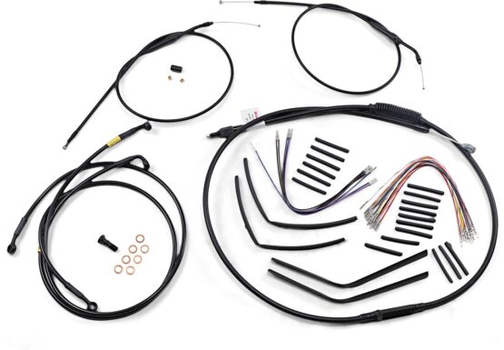 Extended Black Control Cable Kit For 12" T-Bar Handlebars