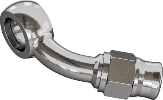 Goodridge 45 Degree Banjo Adapter for 3/8 or M10 Bolt, Silver