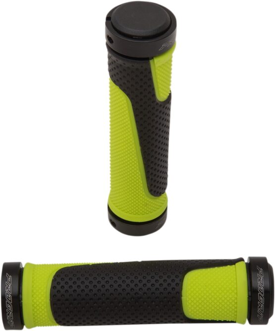 Yellow & Black 997 Lock-On Open End Locking ATV Grips w/ End Plugs