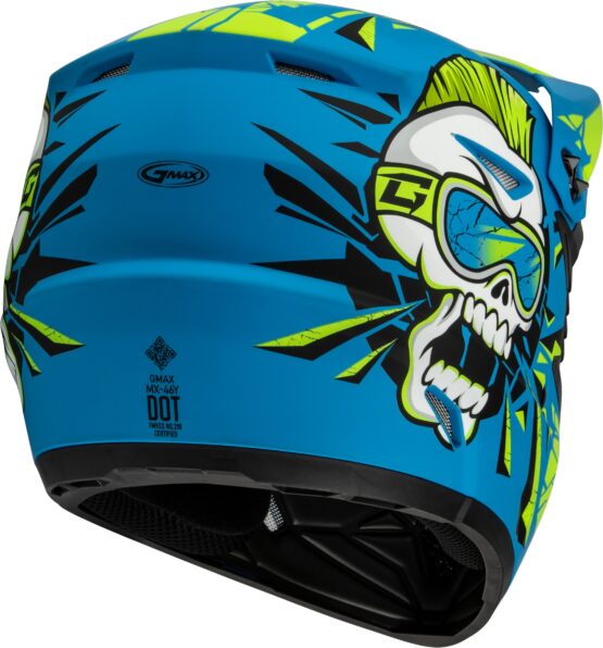 GMAX MX-46Y Unstable Youth Helmet Matte Blue/Green Large - Image 3