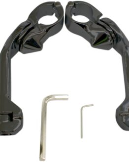 Slotted Clamp-On Highway Bar Footpegs w/Mount 1-1/4" - Black