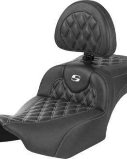 Saddlemen Roadsofa Extended Reach Seat with Backrest Lattice White For FLTR FLHX 23-24