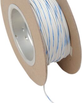 White / Blue 18 Gauge Color Match Primary Wire - 100' Spool