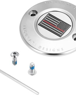 Figurati Designs Timing Cover 2 Hole Red Line Flag Stainless Steel For Harley
