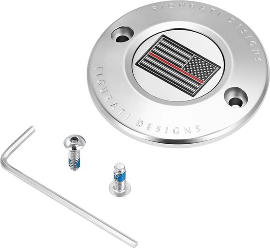 Figurati Designs Timing Cover 2 Hole Red Line Flag Stainless Steel For Harley