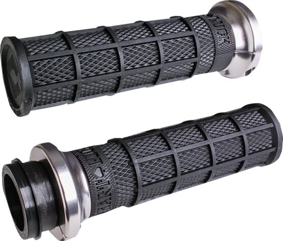 ODI Hart-Luck V-Twin Lock-On Grips Black Silver 1in Cable Throttle