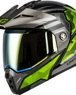 GMAX MD-74 Striker Modular Helmet 3X Black/Silver/Green Metallic