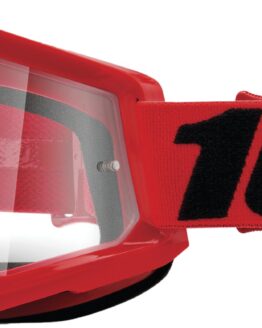 100% Strata 2 Red Goggles Clear Lens Motocross Off-Road ATV