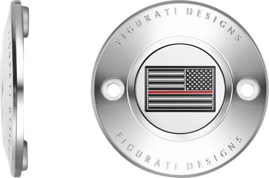 Figurati Designs Timing Cover 2 Hole Red Line Flag Stainless Steel For Harley - Image 3