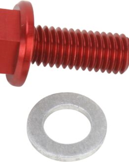 Moose Magnetic Drain Plug Red M8x1.25x20mm w/ Washer DP129
