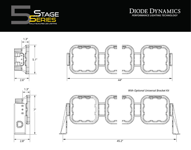 SS5 Sport Universal CrossLink 7-Pod Lightbar - Yellow Combo - Image 4