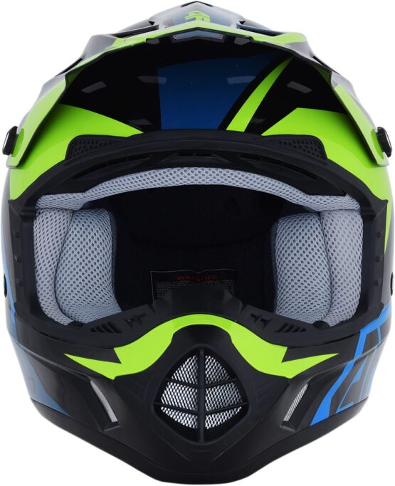 FX-17 Full Face Offroad Helmet Black/Blue/Green X-Large - Image 4