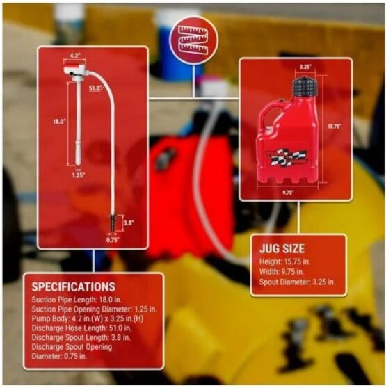 TRJ3XLR 3 Gallon Racing Jug w/ Transfer Pump (Includes Gas Can) - Image 2
