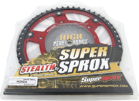 Supersprox Stealth Rear Sprocket 51T Red 520 Chain Fits Honda CRF XR - Image 3
