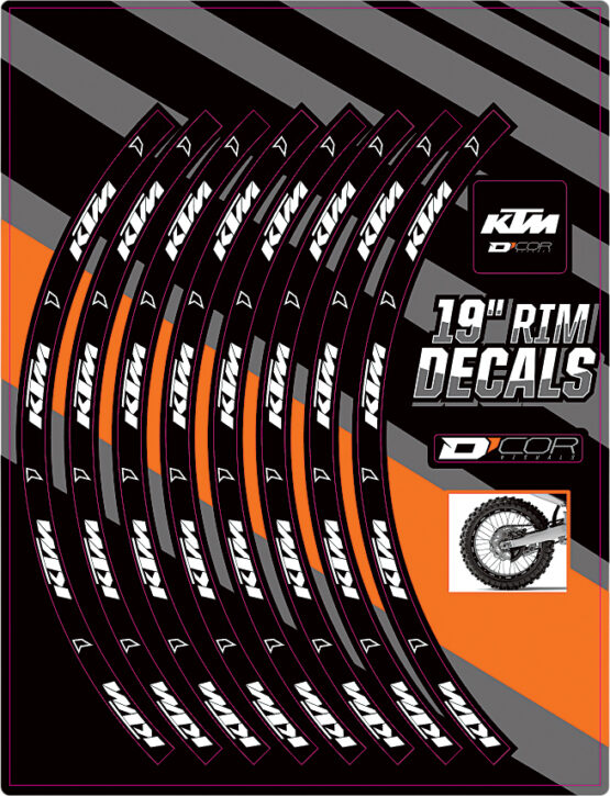 D'Cor 19" Rear Rim Decals KTM Logo Fits 00-17 KTM 125-450 SX/F SXS/F