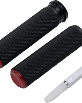 Arlen Ness Knurled Rubber Grips Red FBW