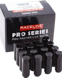 Raceline Military Lug Nuts 3/4in Hex 12mm x 1.5 Black 16 Pack