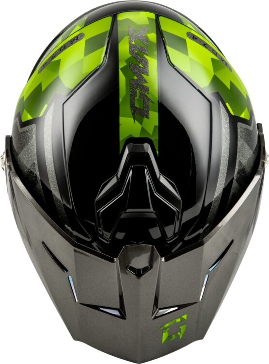 GMAX MD-74 Striker Modular Helmet 3X Black/Silver/Green Metallic - Image 3