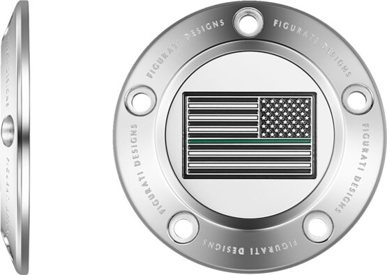 Figurati Designs 5-Hole Green Line Flag Timing Cover Stainless For Harley - Image 2