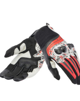Dainese Mig 3 Unisex Leather Gloves Black/Red Spray/White 2XS