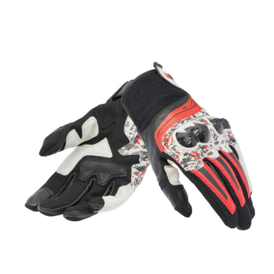 Dainese Mig 3 Unisex Leather Gloves Black/Red Spray/White - S