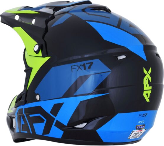 FX-17 Full Face Offroad Helmet Black/Blue/Green X-Large - Image 6