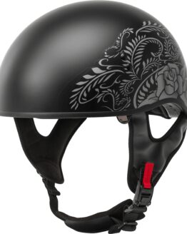 GMAX HH-65 Half Helmet Rose Naked Matte Black/Silver XS
