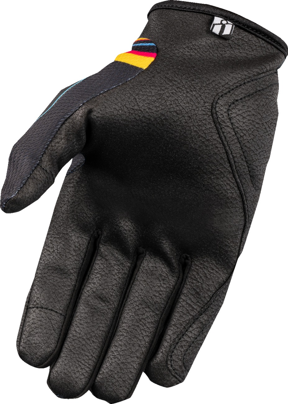 ICON Hooligan Lucky Lid Gloves Black/Blue/Yellow Men's Size S - Image 3