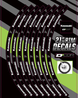 D'Cor 21" Front Rim Decals with Kawasaki Logo Fits 90-17 Kawasaki KX