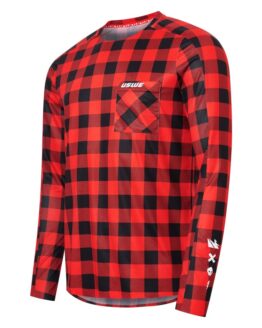 USWE Flannel Long Sleeve Off-Road Jersey Flame Red Medium