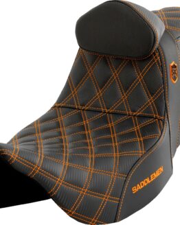 Saddlemen Pro Series SDC Performance Seat Orange Stitch w/Backrest For FLH/FLT